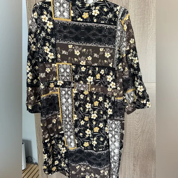 APRICOT Floral Patchwork Trench Coat - Black, Brown, Cream - Picture 5 of 8